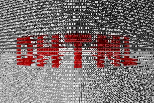 DHTML in the form of binary code, 3D illustration