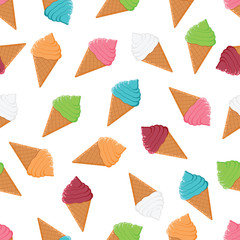 Seamless pattern with colorful ice cream