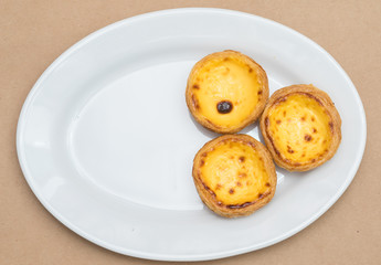 Egg Tart on  white dish