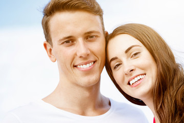 Romantic young couple on the beach