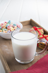  bowl with cereals and milk,