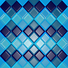 Fototapeta na wymiar Background of blue rhombuses as tiles