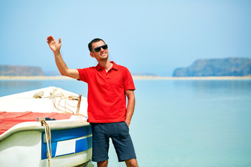 Fototapeta premium man in the sea