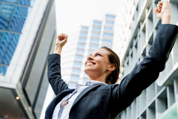 Portrait of business woman smiling outdoor
