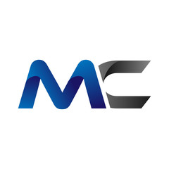 Modern Simple Initial Logo Vector Blue Grey Letters mc - obrazy, fototapety, plakaty