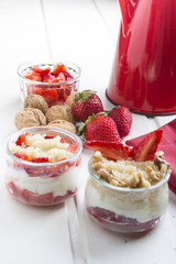 Dessert Healthy, quinoa, strawberry, nuts and yogurt.