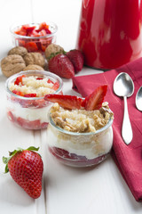 Dessert Healthy, quinoa, strawberry, nuts and yogurt.