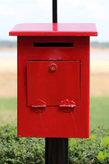 Old red mailbox.
