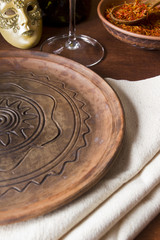 Tableware, Venetian mask and saffron