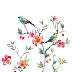 Floral composition with birds