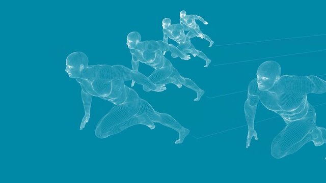 Business Success Concept with Running Men Art