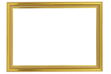 golden vintage frame isolated on white background