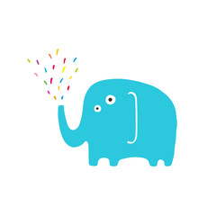 Isolated elephant throwing confetti, vector illustration