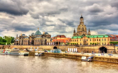 Deurstickers Dresden on bank of Elbe river © Leonid Andronov