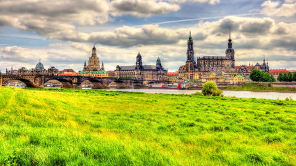 Dresden on bank of Elbe river