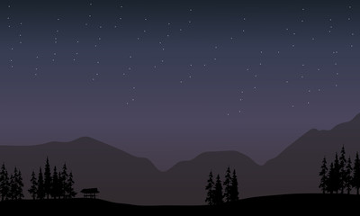 Mountaijn in night scenery