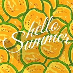 Summer background with yellow watermelons. Vector illustration.