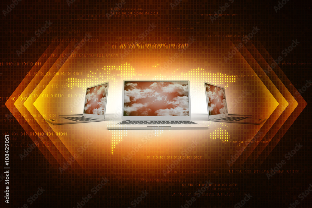 Poster 3d rendering technology computer network