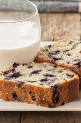 Home baked lemon cake with blueberries