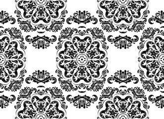 Oriental classic ornament. Seamless abstract black and white pattern