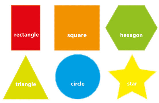 Learning set of basic geometric shapes for children / educational vectors illustration for kids on white background
