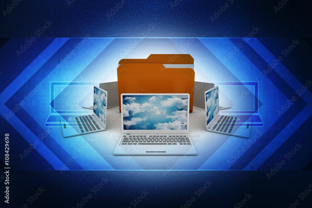 Poster 3d rendering technology computer network