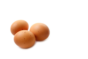 Chicken eggs on white background

