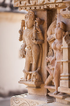 Cultural heritage of India  the sculptures made of sandstone, Kandariya Mahadeva, Khajuraho, Madhya Pradesh.