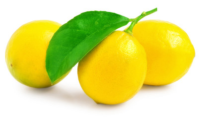 Three lemons isolated on white