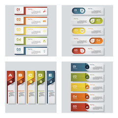 Collection of 4 design colorful presentation templates. Vector Background. For your idea and presentation.