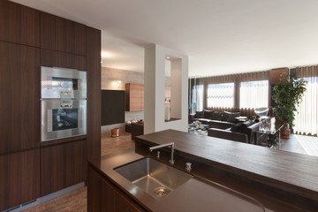 Interiors, wooden kitchen modern design