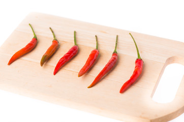 fresh red chilli on wood background