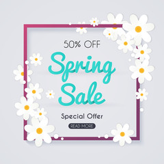 Spring Sale Banner, Sale Poster, Sale Flyer, Sale Vector. Vector