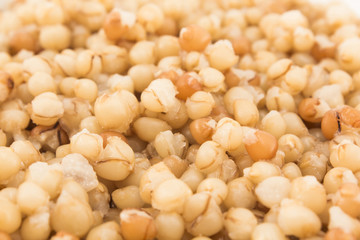 Cooked wheat in grain close up