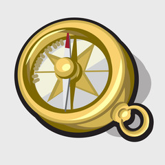 Gold antique compass, vector illustration