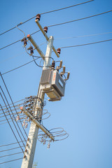 Electric transformer on electric pole