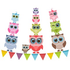 Funny owls family