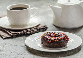 Fast food breakfast with donut