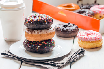 Fast food breakfast with donut