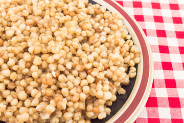 Cooked wheat in a plate