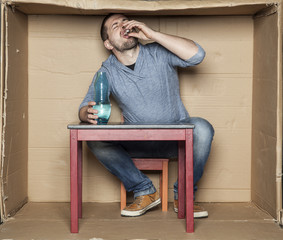 poor student drinks alcohol only