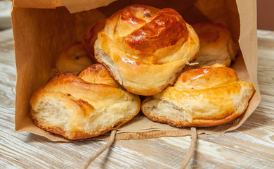 wheat buns with cinnamon for breakfast, luncheon in the package