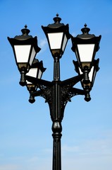 streetlight against the background of the blue sky