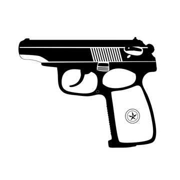 	 The logo of the gun in the vector.The Soviet pistol in the vector.Russian combat pistol in vector on a white background.The gun logo.	