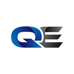 Modern Simple Initial Logo Vector Blue Grey Letters qe