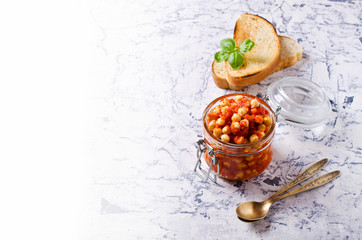 Chickpeas cooked with  sauce