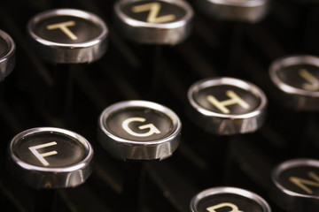 Keys on an old vintage type writer