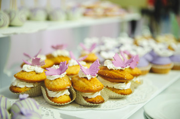 Cream Biscuits with Butterflies