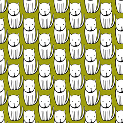 Cute Cats. Cartoon vector seamless pattern.