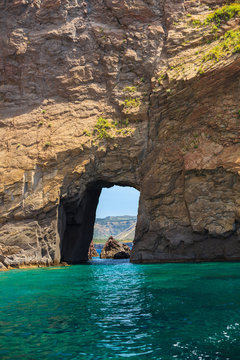 Cliffs and rocks of Lipari,  Italy.